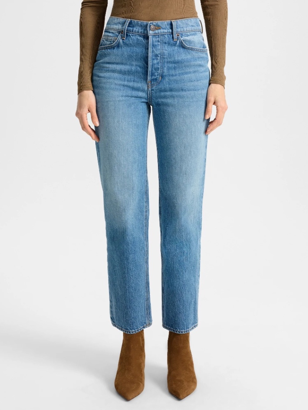Veronica Beard Leah Straight Leg Mid Rise Jeans Lakeshore Blush Sz 27/4 Classic